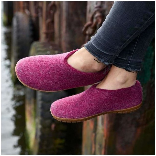 Glerups Shoe Hjemmesko Med Gummisl Cranberry